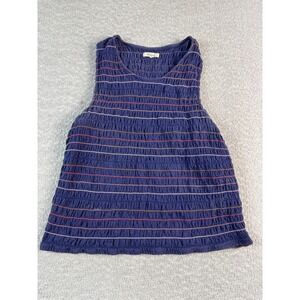 Madewell Navy Blue Tank Top with Pink Stripe Detail